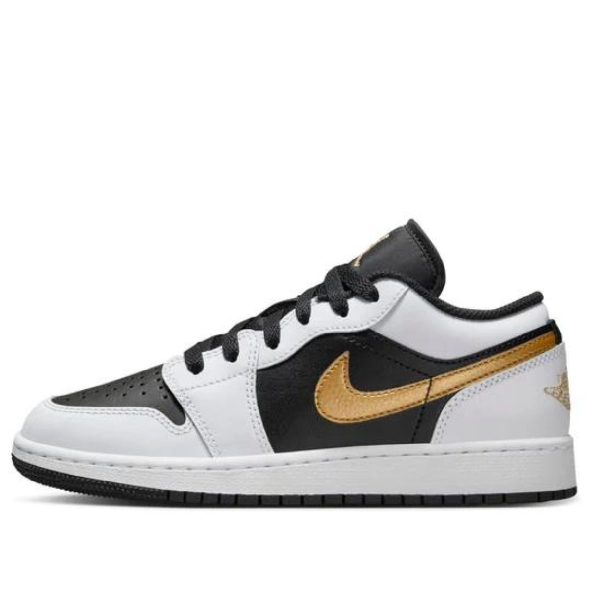 Giày Air Jordan 1 Low ‘White Black Metallic Gold Swoosh’ (GS) 553560-172