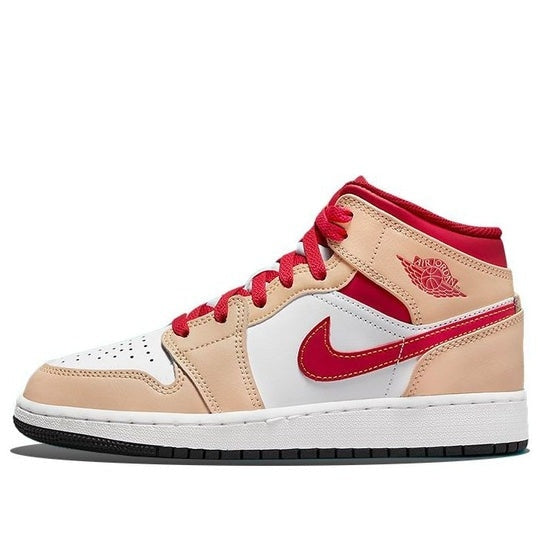 Giày Air Jordan 1 Mid GS ‘Light Curry Cardinal Red’ 554725-201