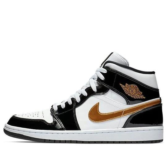 Giày Air Jordan 1 Mid Patent ‘Black Gold’ 852542-007