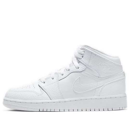 Giày Air Jordan 1 Mid Triple White (GS) 554725-130