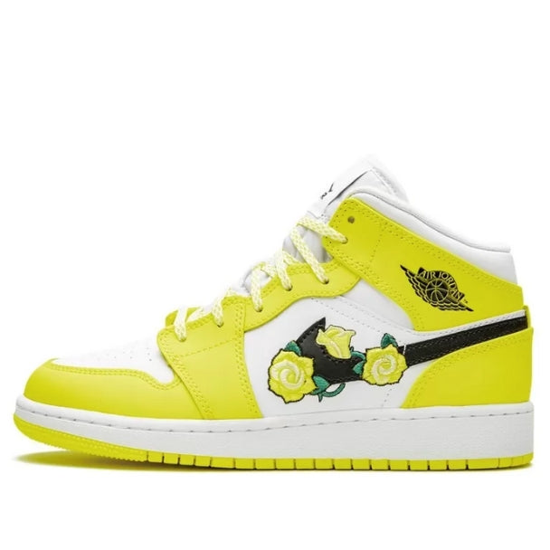 Giày nữ Nike Air Jordan 1 Mid SE ‘Rose Patch – Dynamic Yellow’ (GS)  AV5174-700